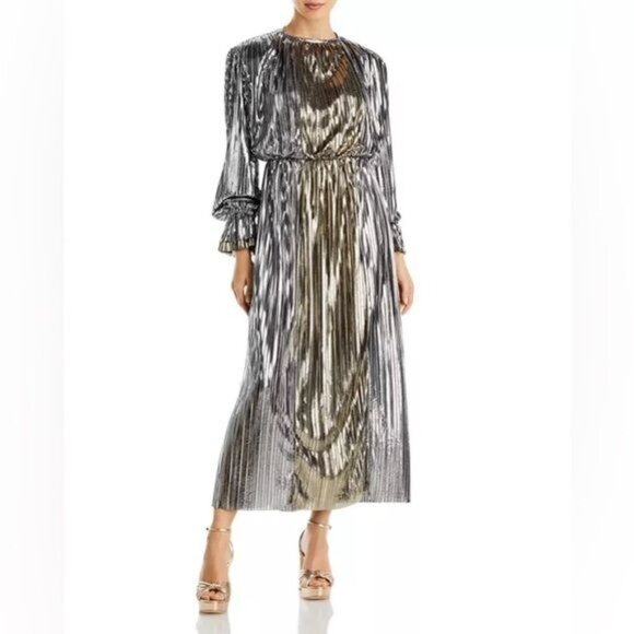 Sabina Musayev Gal Metallic Two-Tone Maxi Dress Sz S NWT Modern Contemporary - Picture 1 of 13